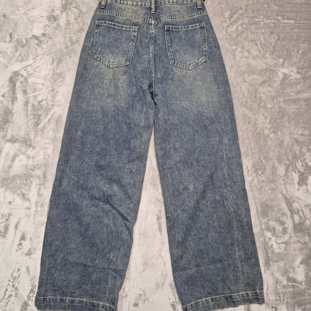 SHEIN Women Blue Acid Wash High Waist Wide Leg Jeans Size 27 Medium Wash Denim - Picture 5 of 7